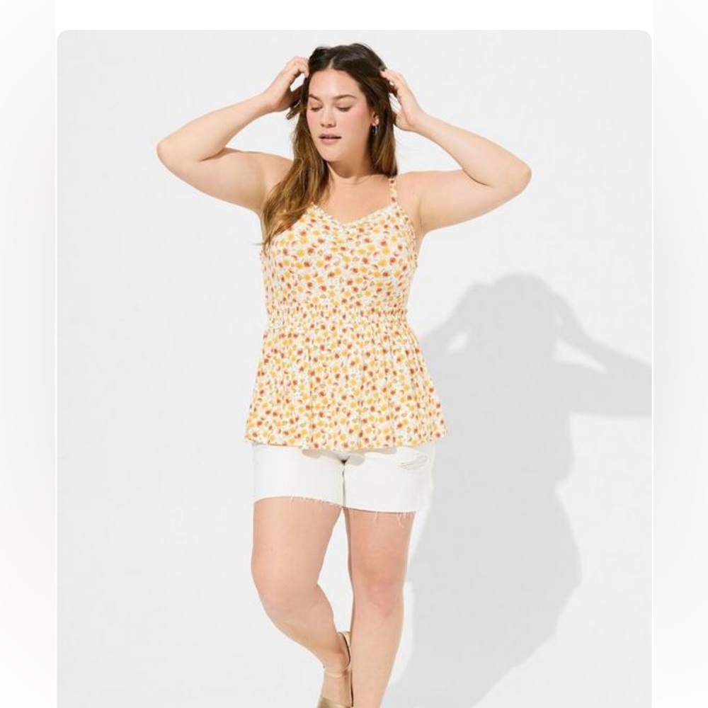 NWT Torrid super soft sweetheart ruched babydoll top size 2x multi  fall colors - Picture 2 of 12
